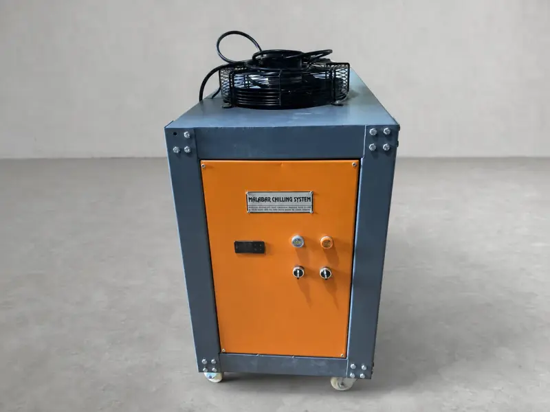 Compact air-cooled chiller built by Malabar Chilling Systems