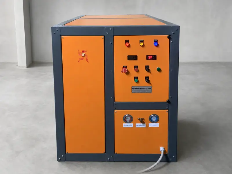 Enclosed industrial chiller built by Malabar Chilling Systems